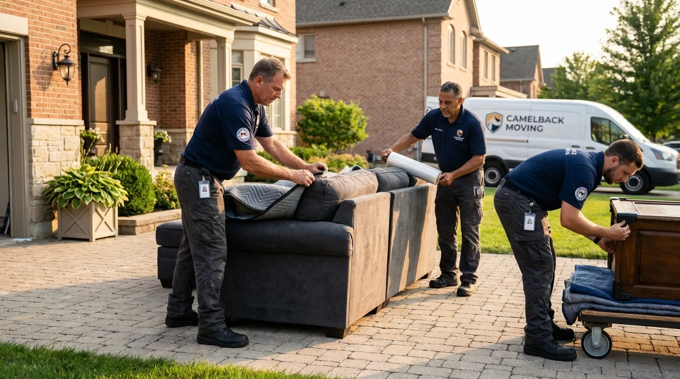Large estate moving crew wrapping furniture in Sea Girt, NJ