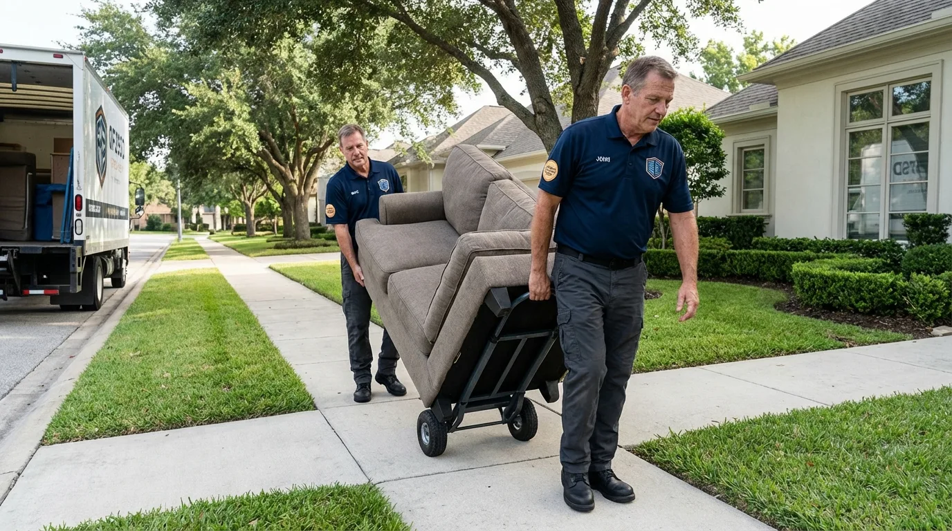 Local residential moving crew loading furniture in Sea Girt, NJ